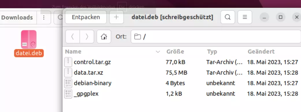 Der Inhalt eines Debian-Pakets