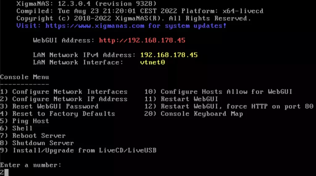 IP-Adresse für den Zugriff über das Netzwerk konfigurieren