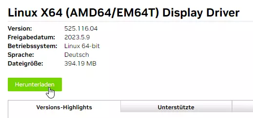 Linux-64 (Debian und Ubuntu) NVIDIA-Driver (GPU) Download