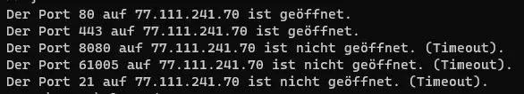 Ergebnis vom Portscanner