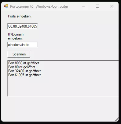 GUI für den PowerShell basierten Portscanner programmieren