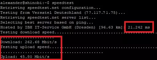 Speedtest Linux CLI - Terminal Internetgschwindigkeit testen