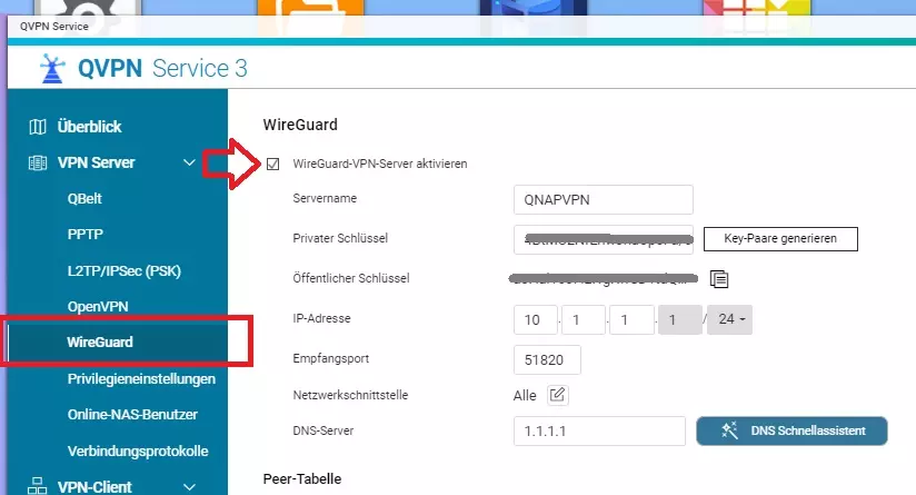 WireGuard VPN-Server unter QNAP einrichten
