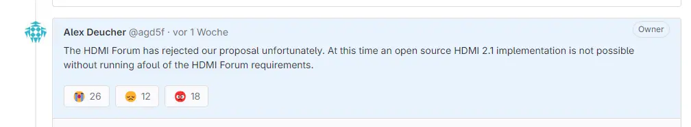 AMD Antwort von Deucher auf Frage über HDMI 2.1 Implementierung