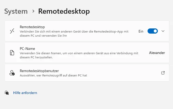 RDP Aktivierung unter Windows 11