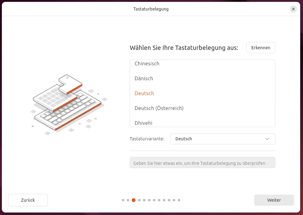 B5 - Tastaturbelegung für Ubuntu auswählen