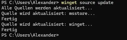 Winget auto Update - Aktualisierung der Paketquellen