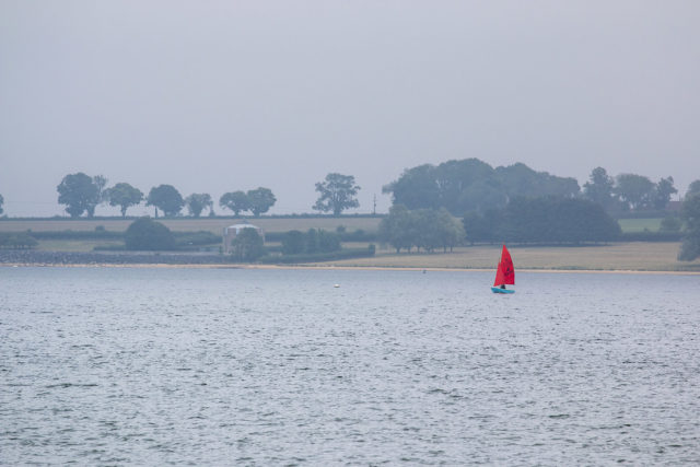 Red Sail boat on Rutland Water