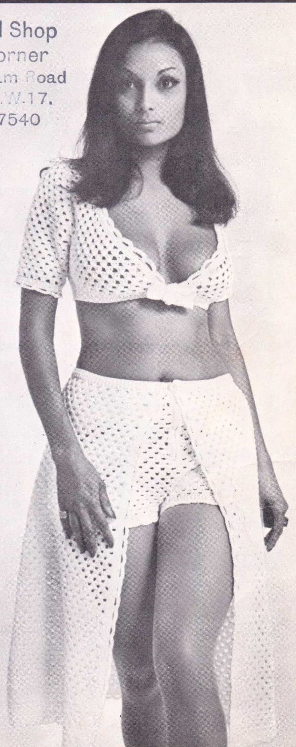 Crochet Pattern for 1960s Bikini Top, Shorts and Beach Skirt