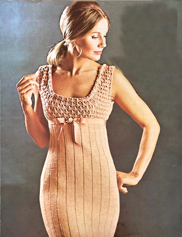 1960s Knitting pattern PDF to make a glamorous knitted cocktail dress