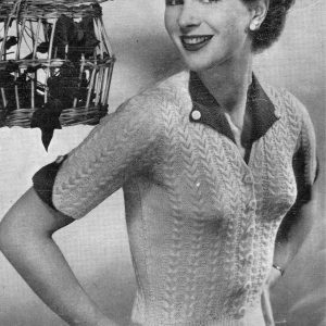 Knitting pattern for a 1940s lady's knitted cardigan with removable cuffs - wartime economy.