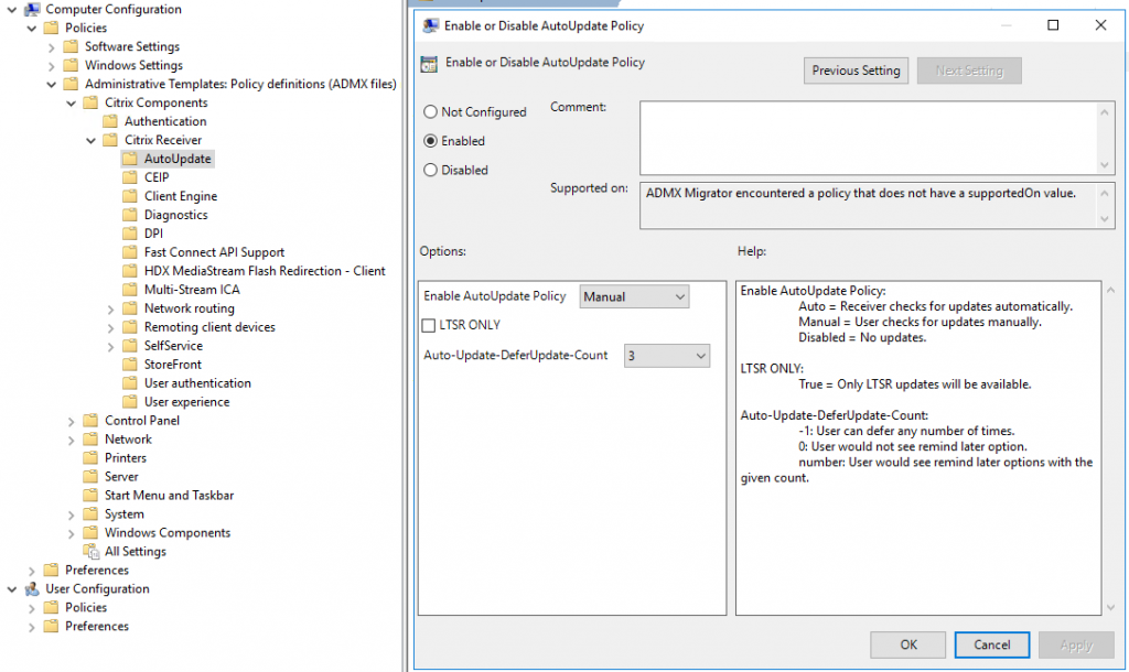 Citrix Receiver Autoupdate