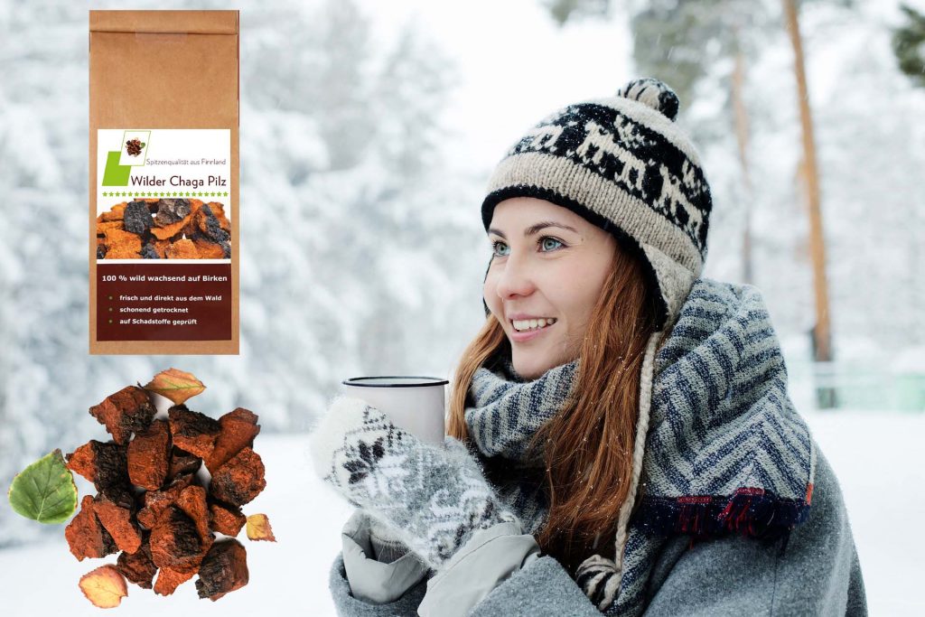 chaga pilz frau winter