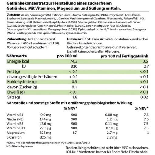 HC Refresh Liquid Multifrucht Inhaltsstoffe