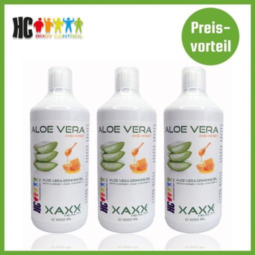 Aloe Vera Drinking Gel Honig Vorteilspack mit 3 Flaschen