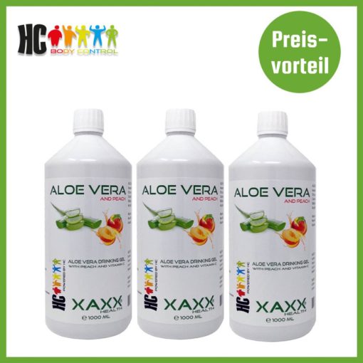 Aloe Vera Drinking Gel Peach von XAXX Vorteilspack 3 Flaschen