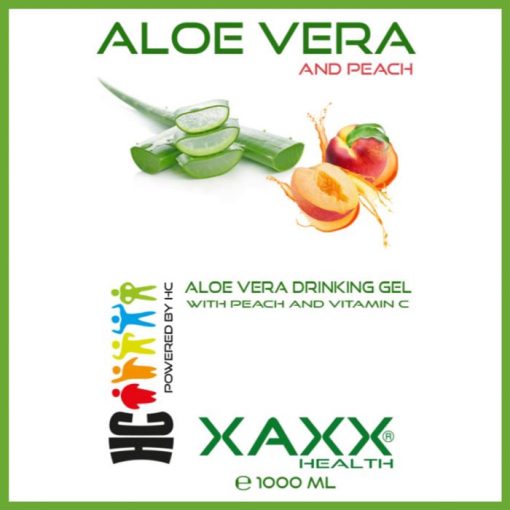 XAXX Aloe Vera Drinking Gel Peach Etikett