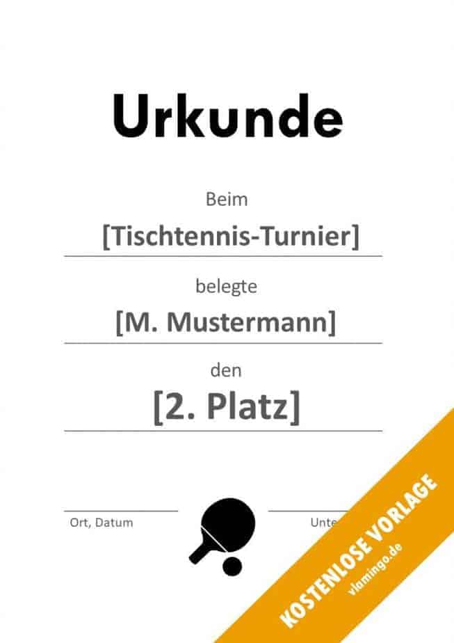 Tischtennis Urkunde Vorlage Tischtennis - Urkunde - Vorlage