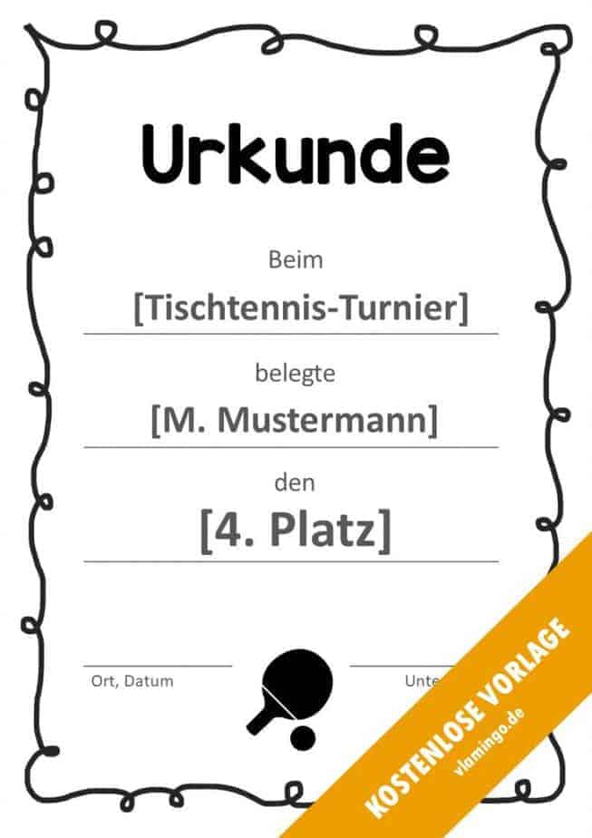 Tischtennis Urkunde Vorlage Rahmen 1 Tischtennis - Urkunde - Vorlage - Rahmen 1