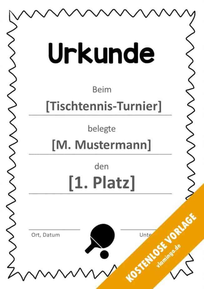Tischtennis Urkunde Vorlage Rahmen 3 Tischtennis - Urkunde - Vorlage - Rahmen 3