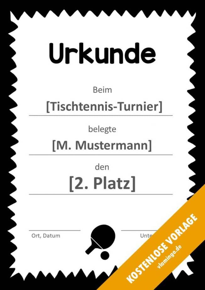 Tischtennis - Urkunde - Vorlage - Rahmen 4