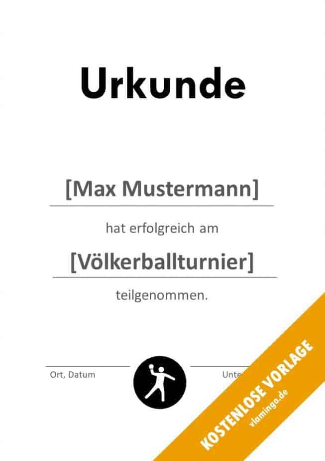 Völkerball Urkunde Vorlage Teilnahme Völkerball Urkunde Vorlage Teilnahme