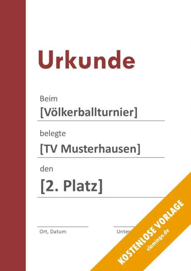 Völkerball Urkunde Vorlage mit Balken 2