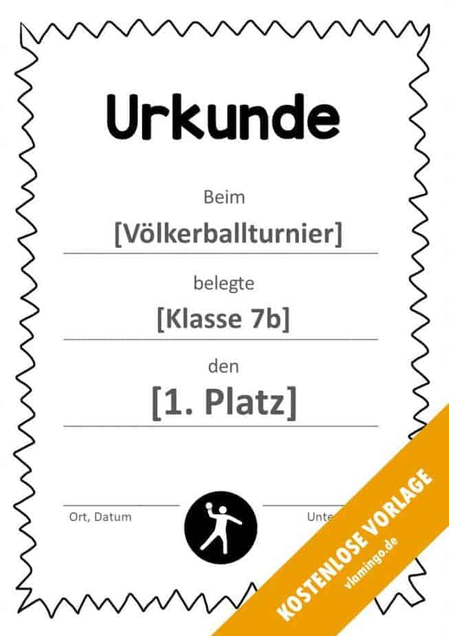 Völkerball Urkunde Vorlage mit Rahmen 3 Völkerball Urkunde Vorlage mit Rahmen 3