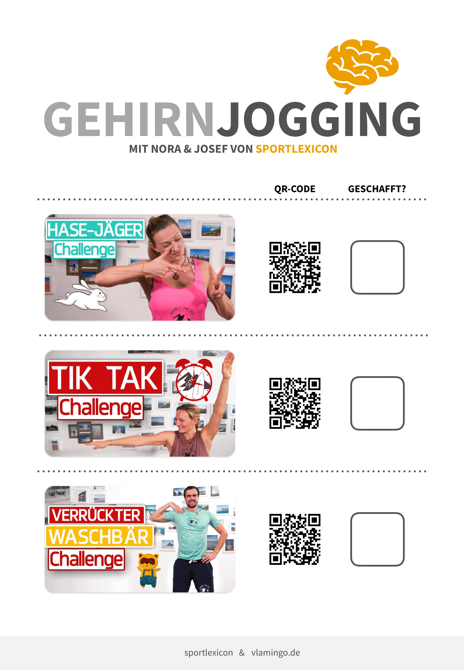 Gehirnjogging mit Nora & Josef von sportlexicon - Arbeitsblatt 7 Tage Workout-Challenge - Vorschaubild 2