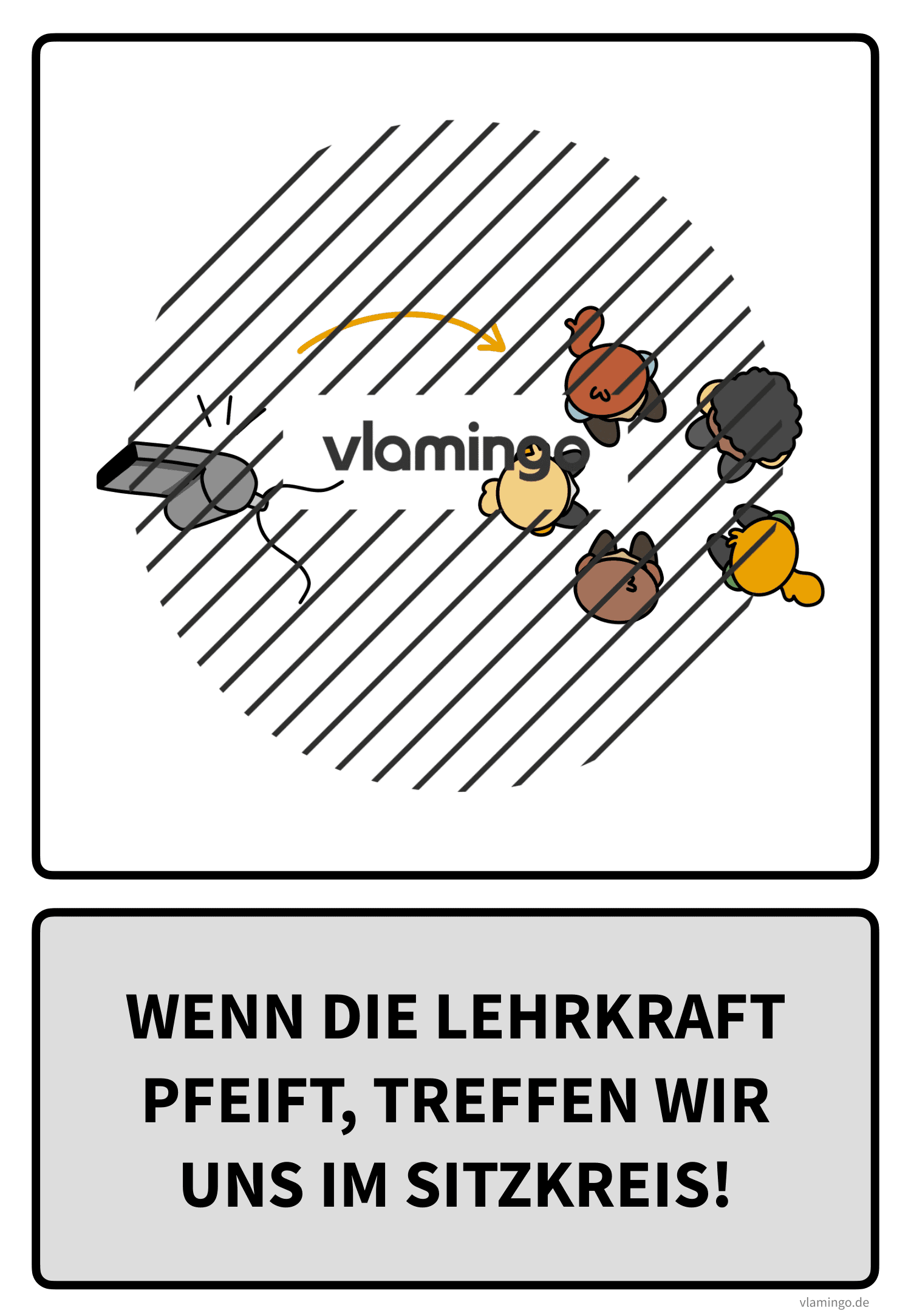 Sportregel - Wenn die Lehrkraft pfeift, treffen wir uns im Sitzkreis