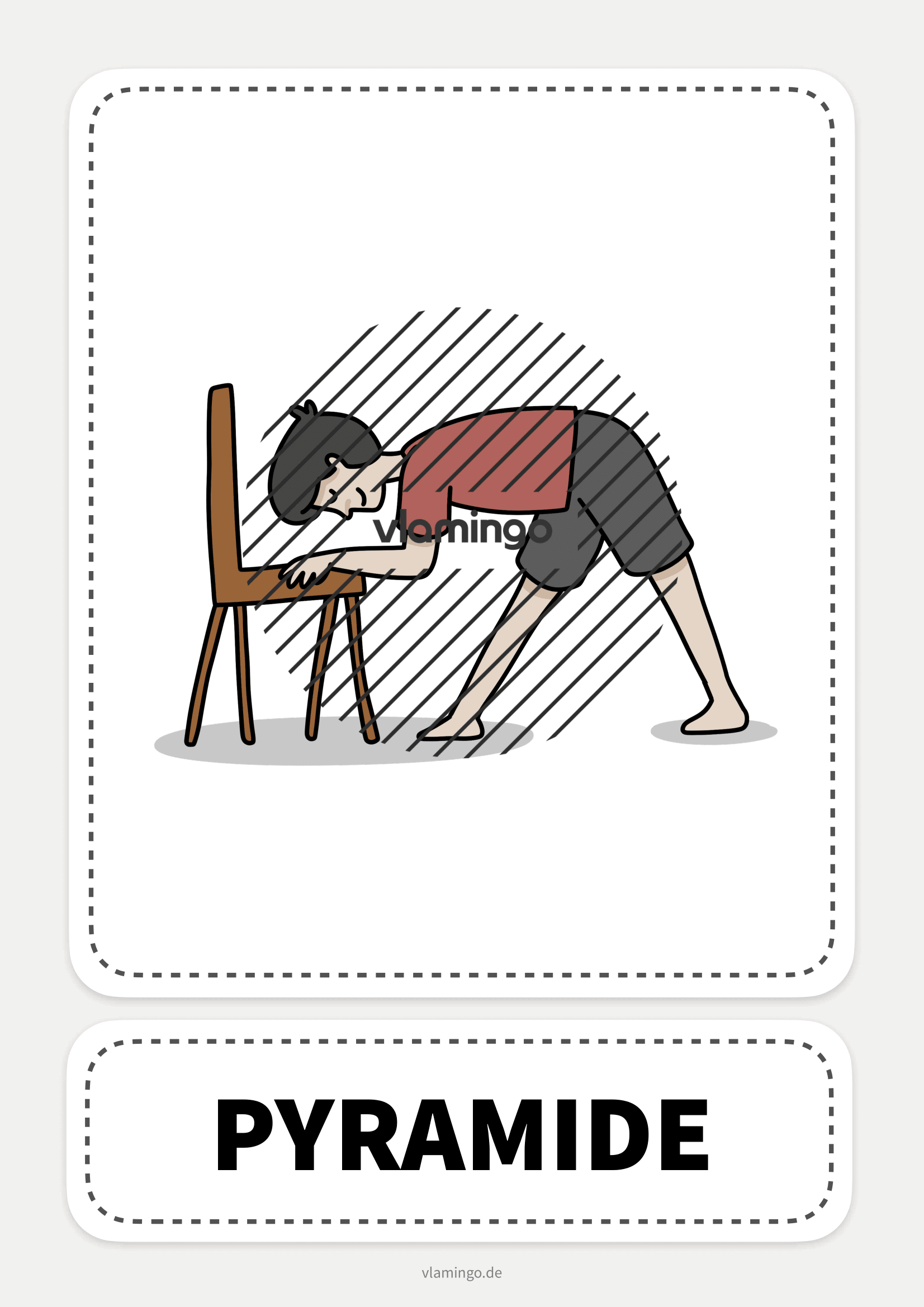Stuhl-Yoga-Karte - Pyramide Hai - Yoga-Übung (Kinderyoga)