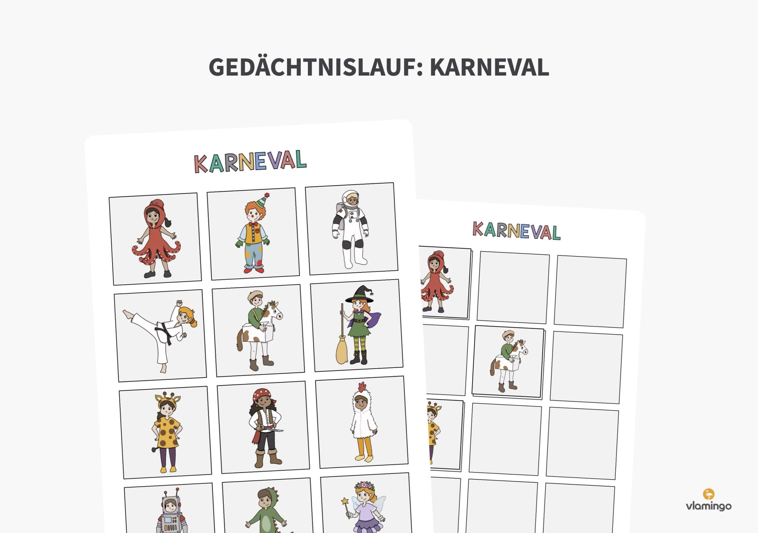 Gedächtnislauf - Karneval und Fasching (Vorlagen) 