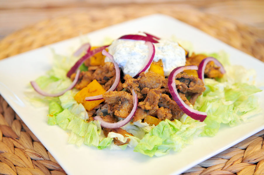 Gyros met paprika en tzatziki