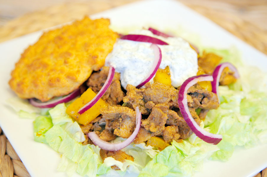 Gyros met paprika en tzatziki