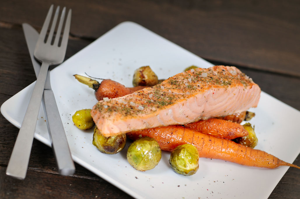 Zalm met gegrilde groente