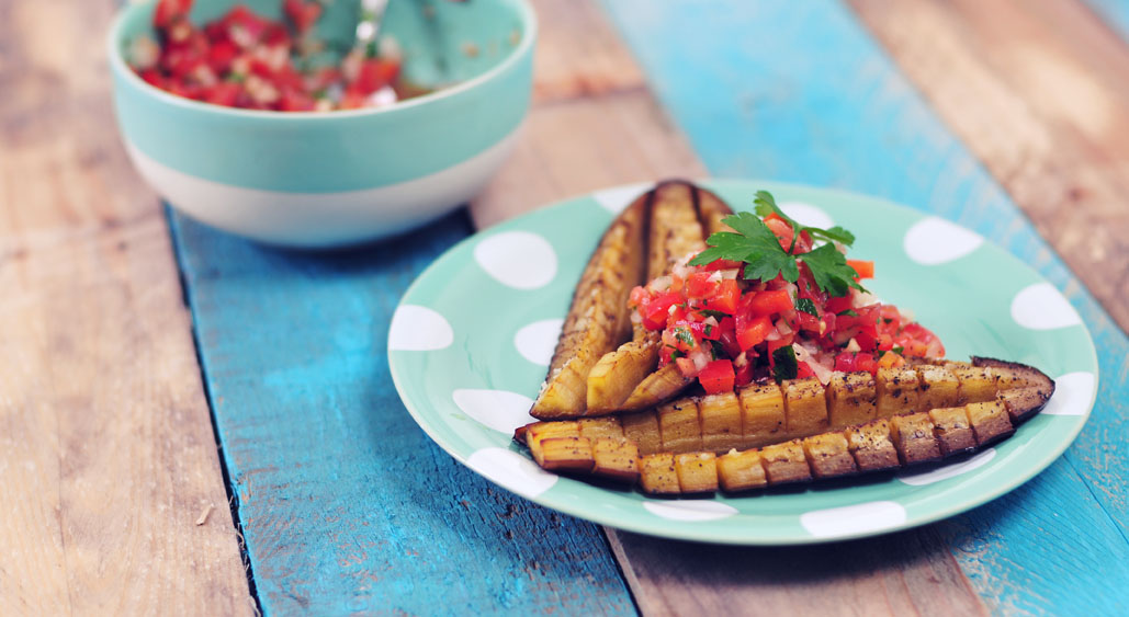 Gegrilde aubergine met tomatensalsa