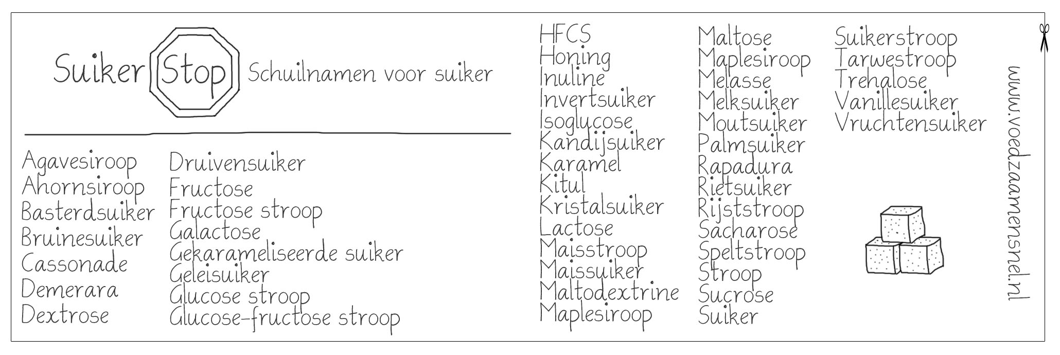 Schuilnamen voor suiker