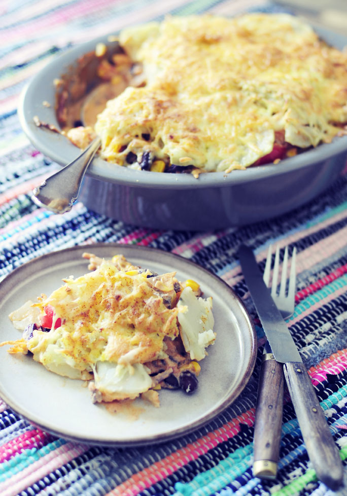 mexicaanse ovenschotel met zoete aardappel