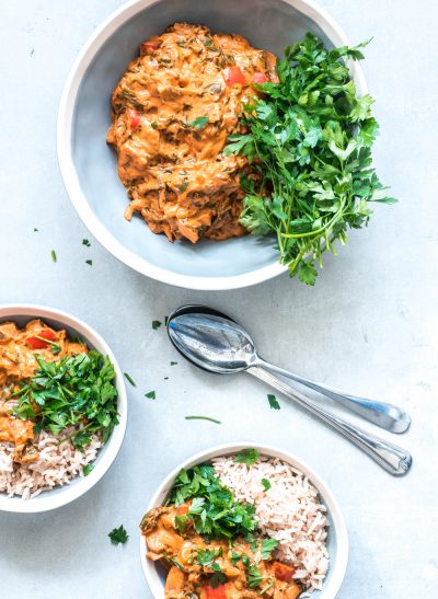 recept voor vegetarische stroganoff met zilvervliesrijst