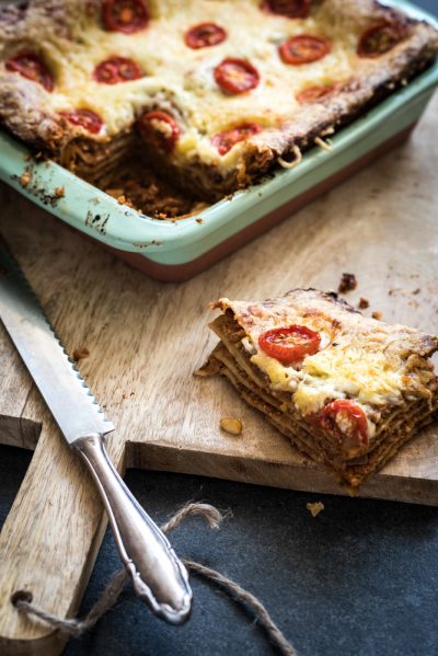 Lasagne gemaakt met gehakt van broccoli