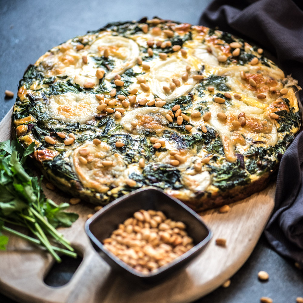 quiche met spinazie en champignons