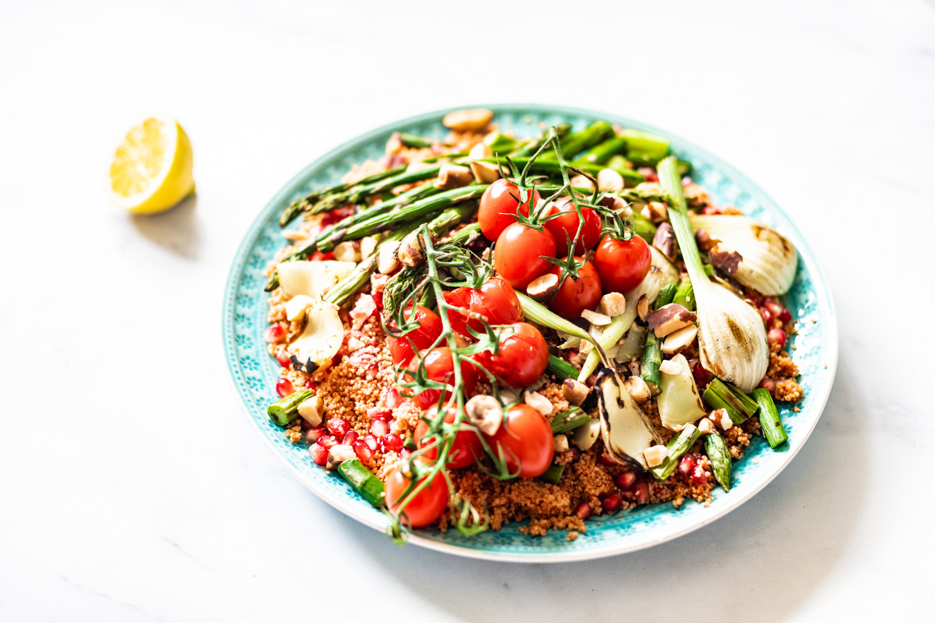 couscous salade met gegrilde groenten van de BBQ