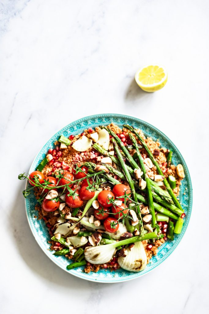 couscous salade met gegrilde groenten van de BBQ