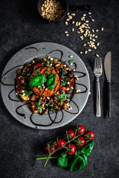 tomaten risotto met gegrilde groente