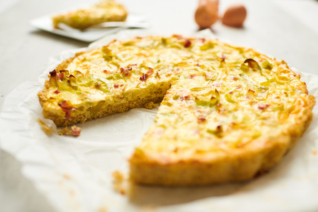 quiche lorraine met een bodem van quinoa