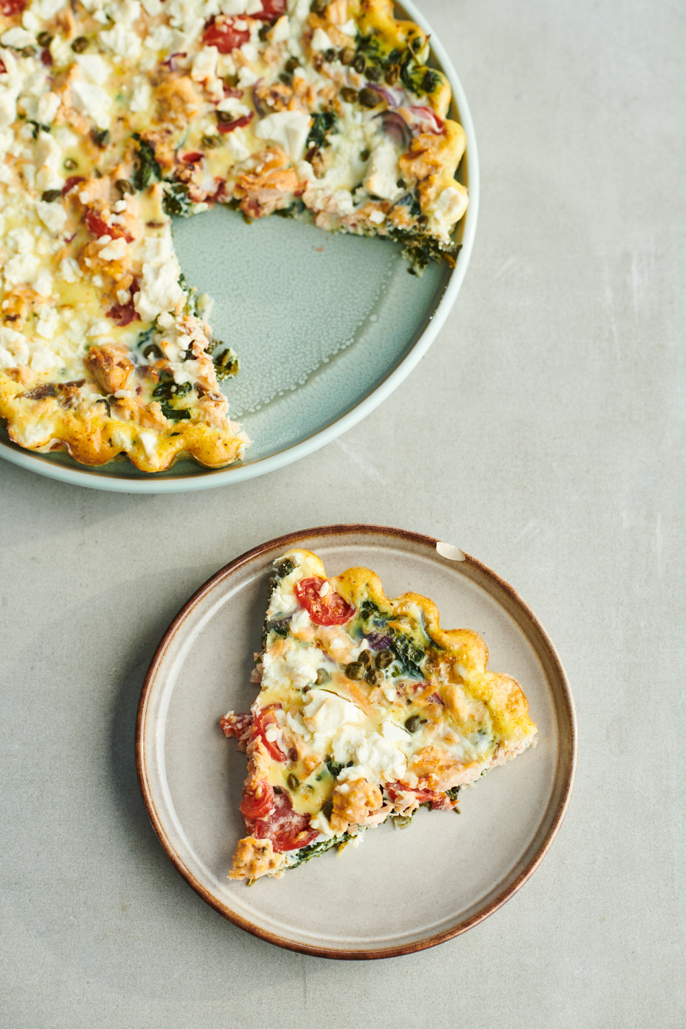 frittata met spinazie en wilde zalm