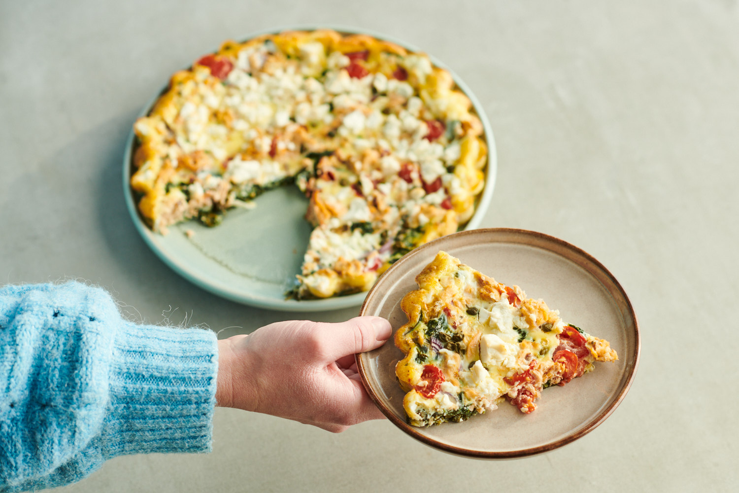 frittata met spinazie en wilde zalm