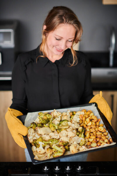 geroosterde bloemkool broccoli en krieltjes uit de oven