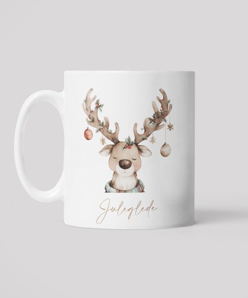 Kopp : reinsdyr med julekuler