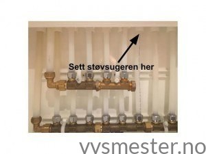 sett støvsugeren her for å tine røra